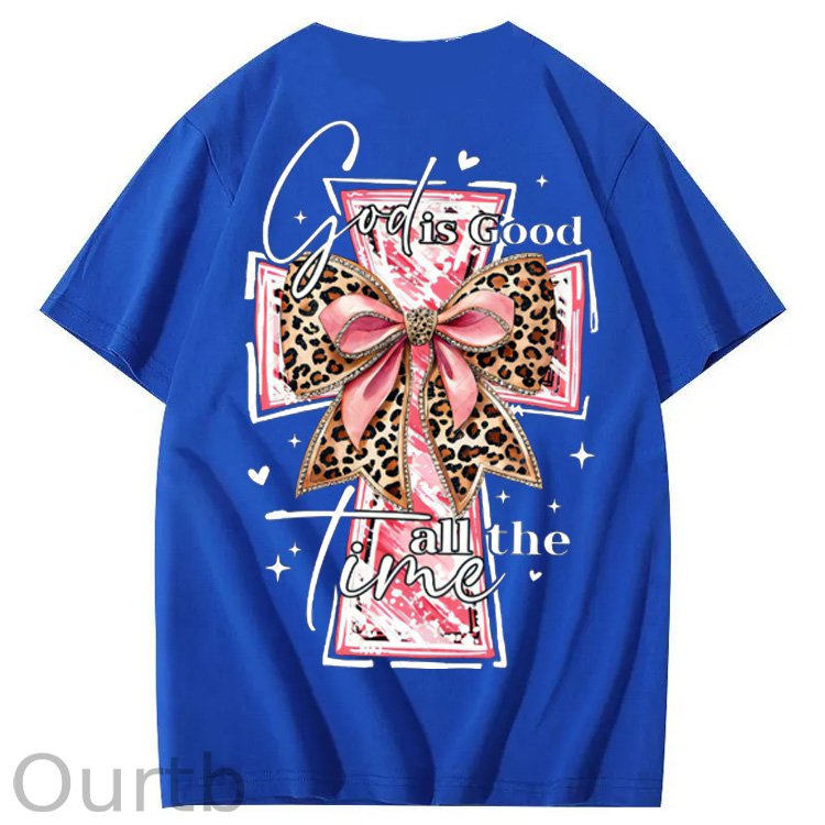 God Is Good All The Time Pattern Print 100%Cotton T-Shirt