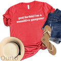 Women's  God Forbid I'm a Sensitive Gangster Pattern Round-Neck T-Shirt