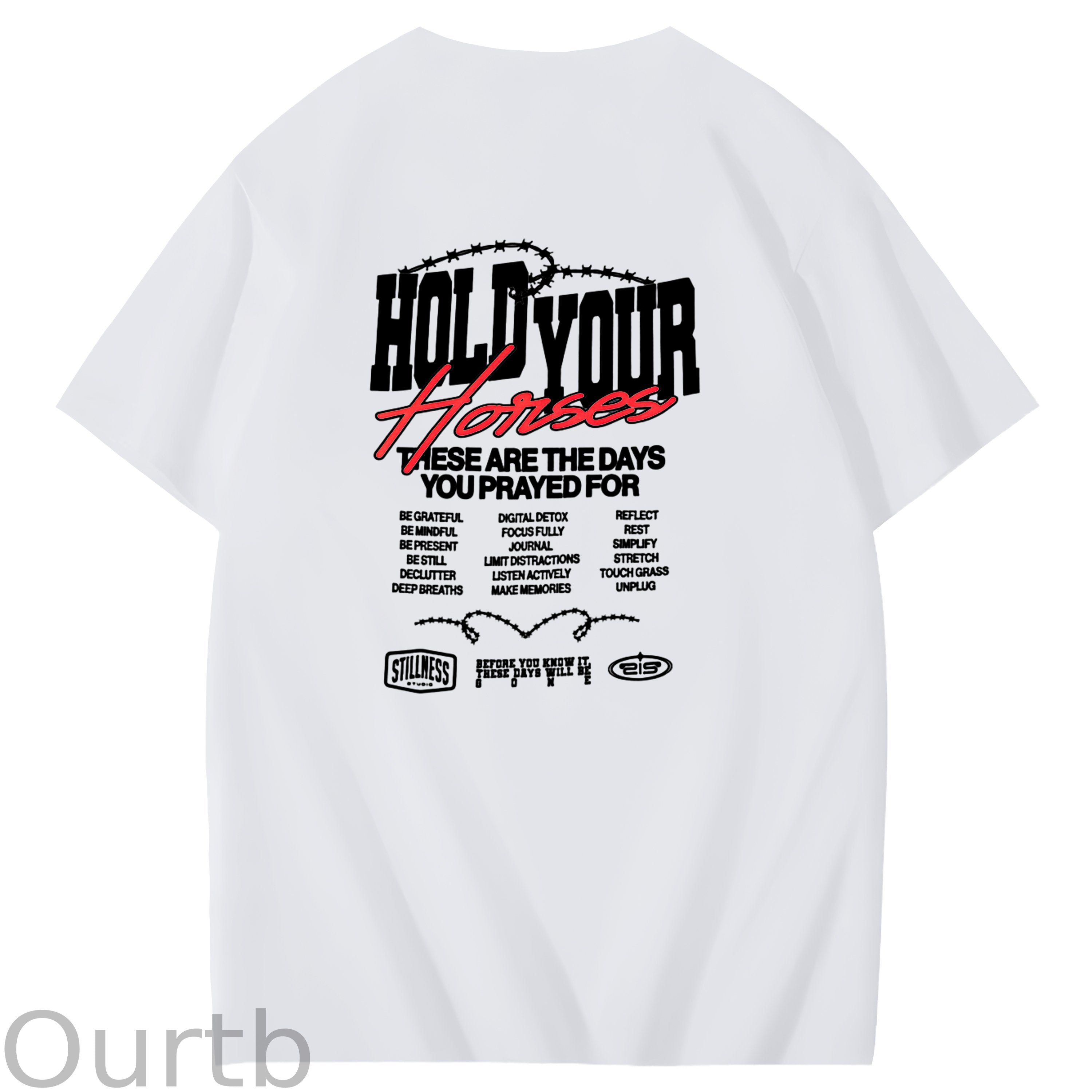 Hold Your Horses Faith Art Pattern Print T-Shirt