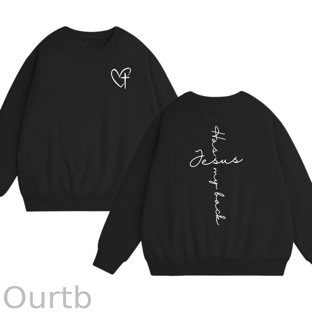 Jesus Has My Back Cotton Fleece Sweatshirt