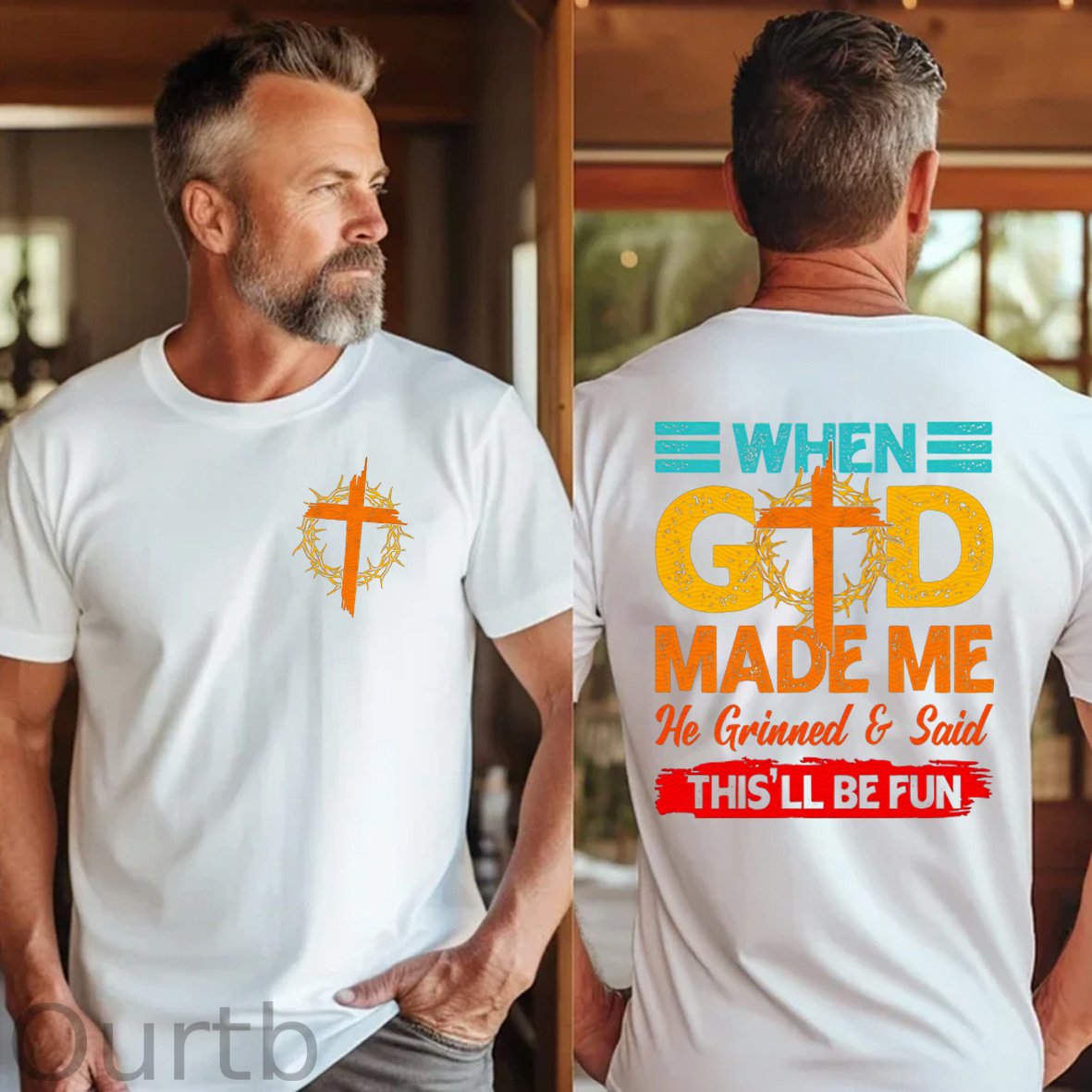 When God Made Me He Grinned  And Said This'll Be Fun Funny Pattern  Print 100%Cotton T-Shirt