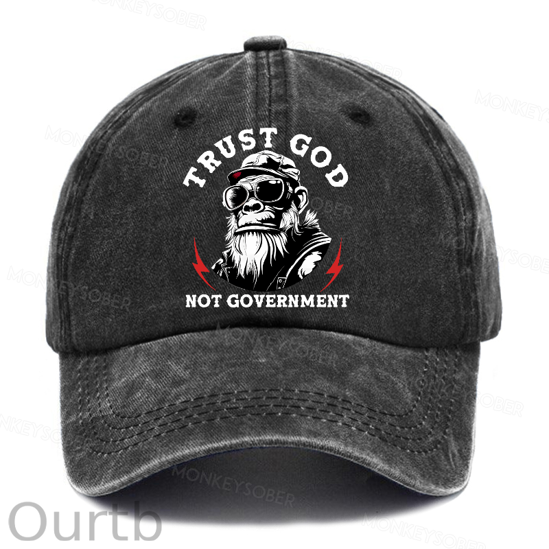 Trust God Not Government Washed Baseball Caps
