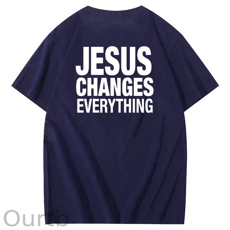 Jesus Changes Everything Pattern Print Crew Neck T-Shirt
