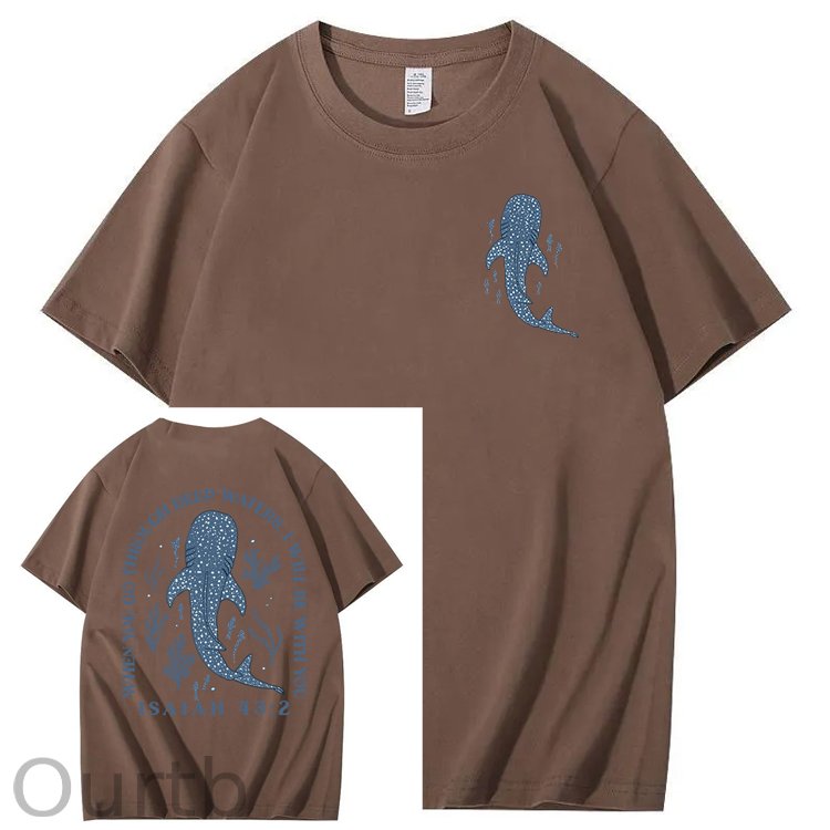 Whale Shark When You Go Through Deep Waters I Will Be With You Isaiah 43:2 100% Cotton T-Shirt