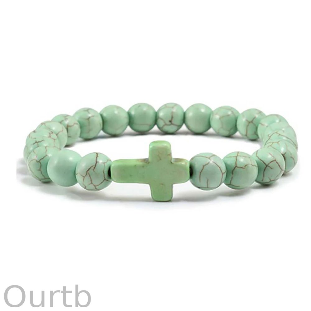 Jesus Cross Bracelet Handmade Beaded Stretch