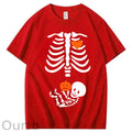 Skeleton Halloween Maternity Pregnancy Announcement Fall Mom 100% Cotton T-Shirt