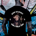 GOD IS BUSY CAN I HELP YOU Sucking Finger Nun Print Men's T-Shirt