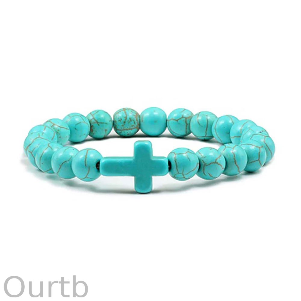 Jesus Cross Bracelet Handmade Beaded Stretch