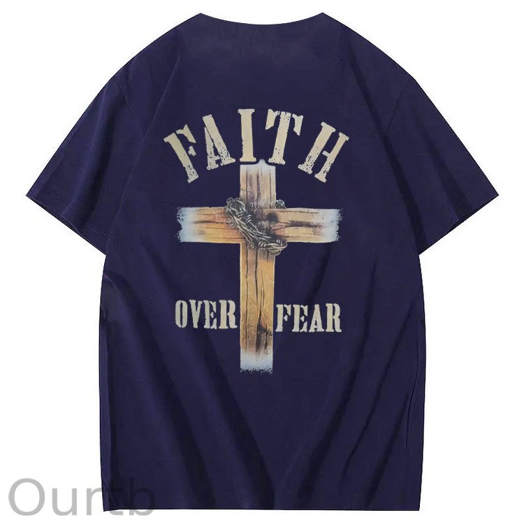 Faith Over Fear  Pattern Print 100%Cotton T-Shirt