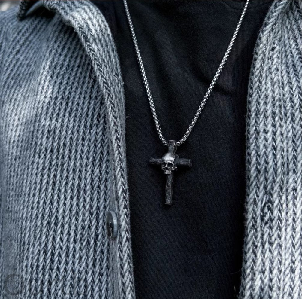 Skeleton Stake Cross Necklace