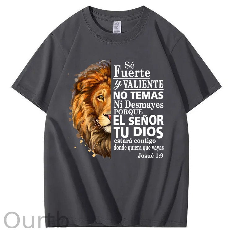 Valiente Josue 1:9 Spanish Christian Bible Verse 100% Cotton T-Shirt