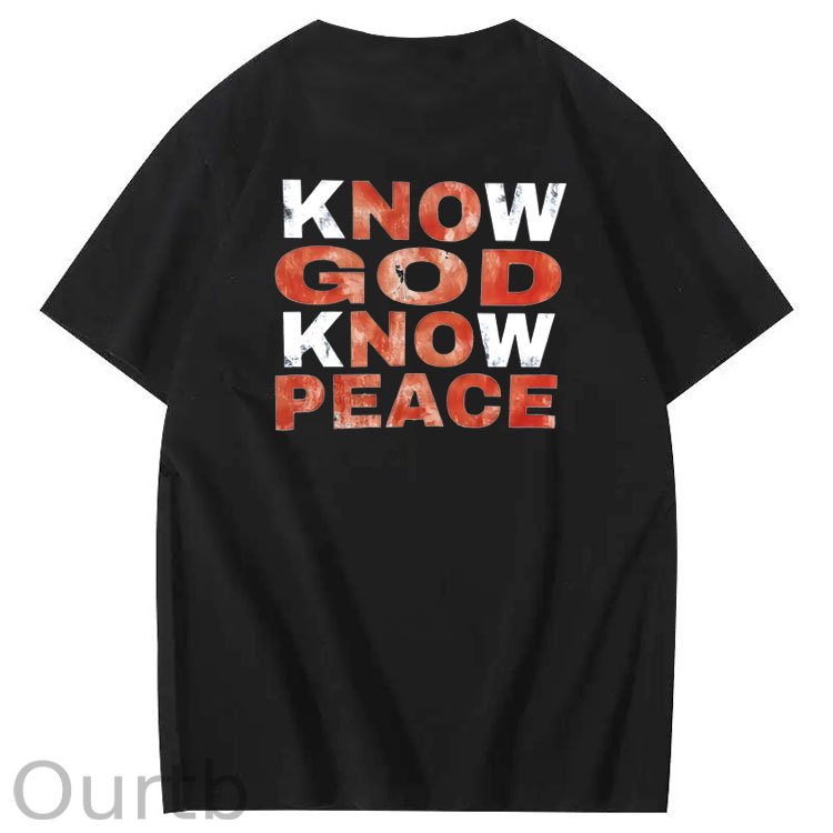 Know God Know Peace Pattern  Print 100%Cotton T-Shirt
