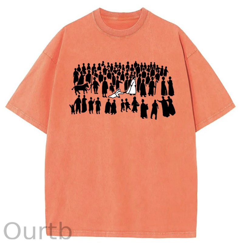 By His Wounds Christian Woman Touching Jesus Washed Cotton T-Shirt