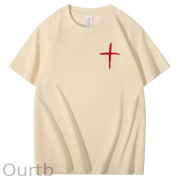 I Walk With God Pattern Printing Print Crew Neck T-Shirt