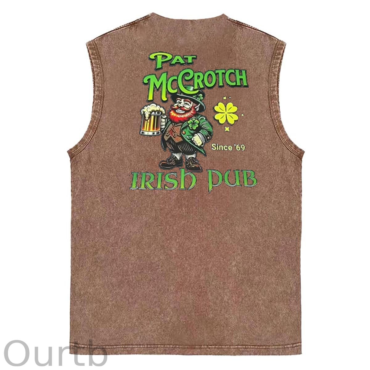 St Patrick'S Day Pat Pattern Print Sleeveless Cotton Washed Printed Loose Vest