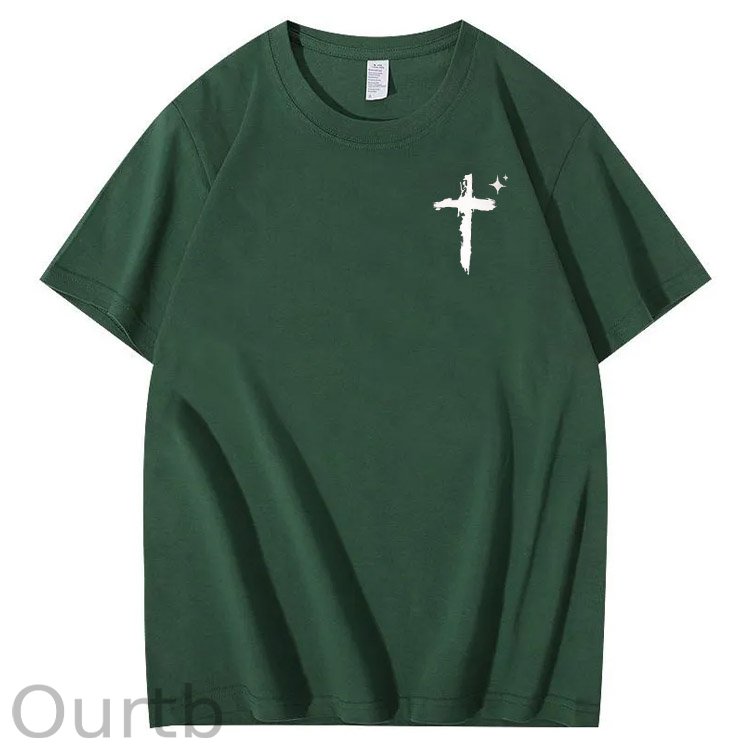 Trust In The  Lord Pattern Print Crew Neck T-Shirt