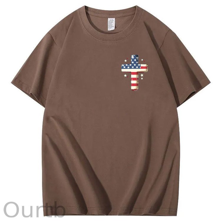 Independence Day Stars&Stripes Jesus Chirs Pattern Print T-Shirt