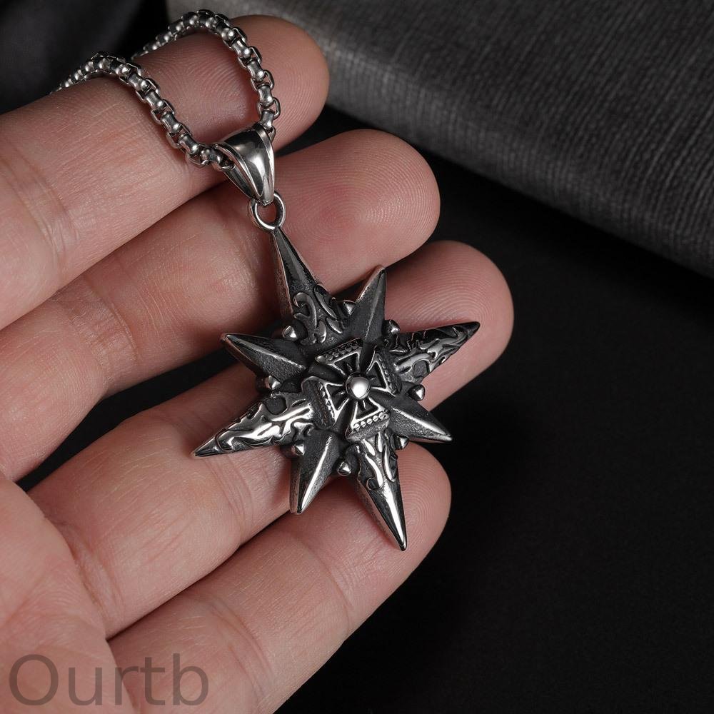 Vintage Casual Octagonal Star Cross Necklace 13169889TO