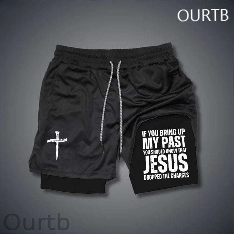If You Bring Up My Past You Should Know That Jesus Dropped The Charges Cross Art Print Shorts Pants