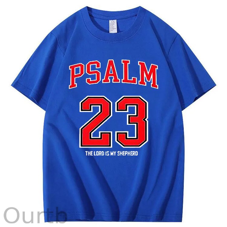 Psalm 23 The Load Is My Shepherod  Pattern Print 100%Cotton T-Shirt