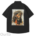 Men's Black Jesus Art Print Shirt