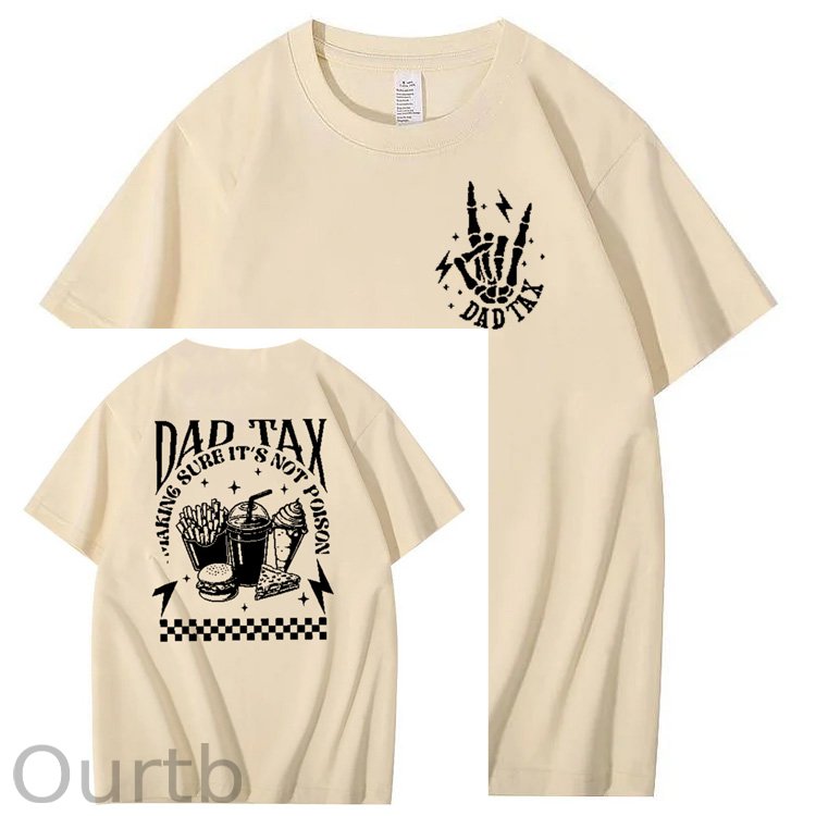 Funny Dad Tax Pattern Print 100% Cotton T-Shirt