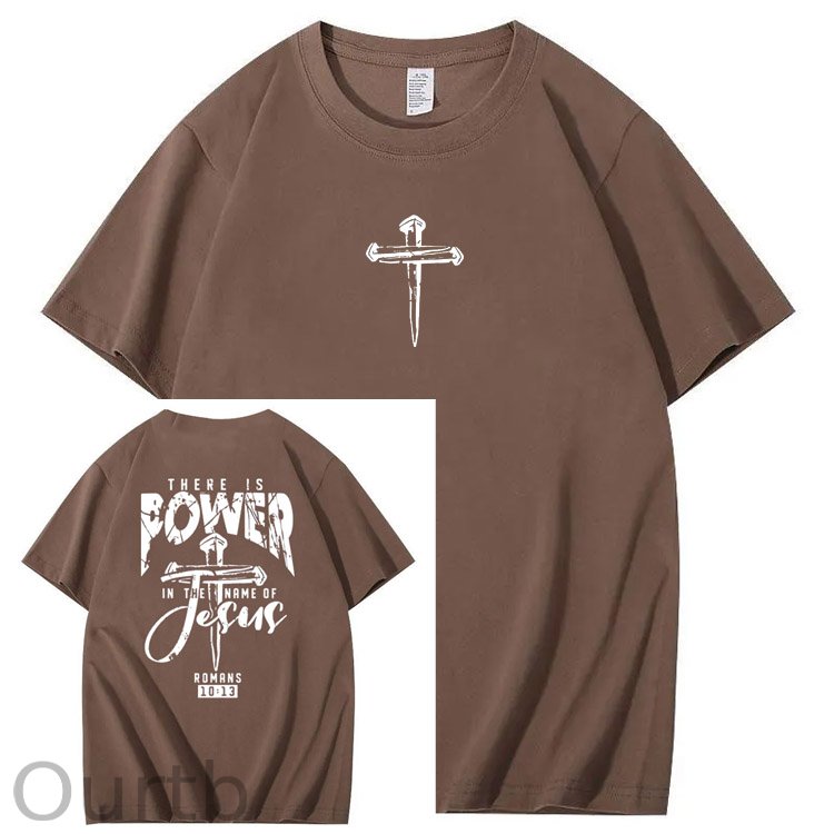 There Is Power In The Name Of Jesus Pattern Print T-Shirt