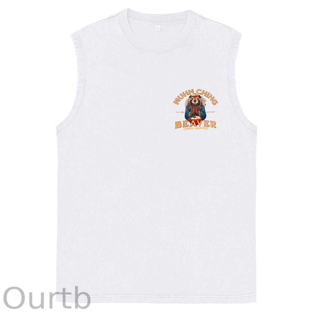 Muhn Ching All You Can Eat Beaver China Buffet Art Print Cotton Sleeveless Tank Tops