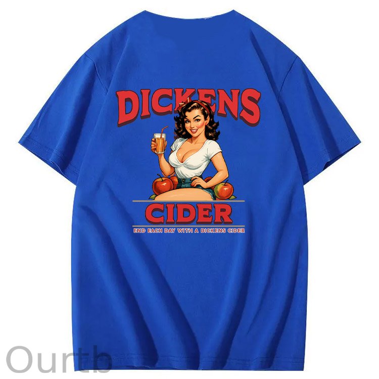 End Each Day With A  Dicknes Cider Pattern Print 100%Cotton T-Shirt