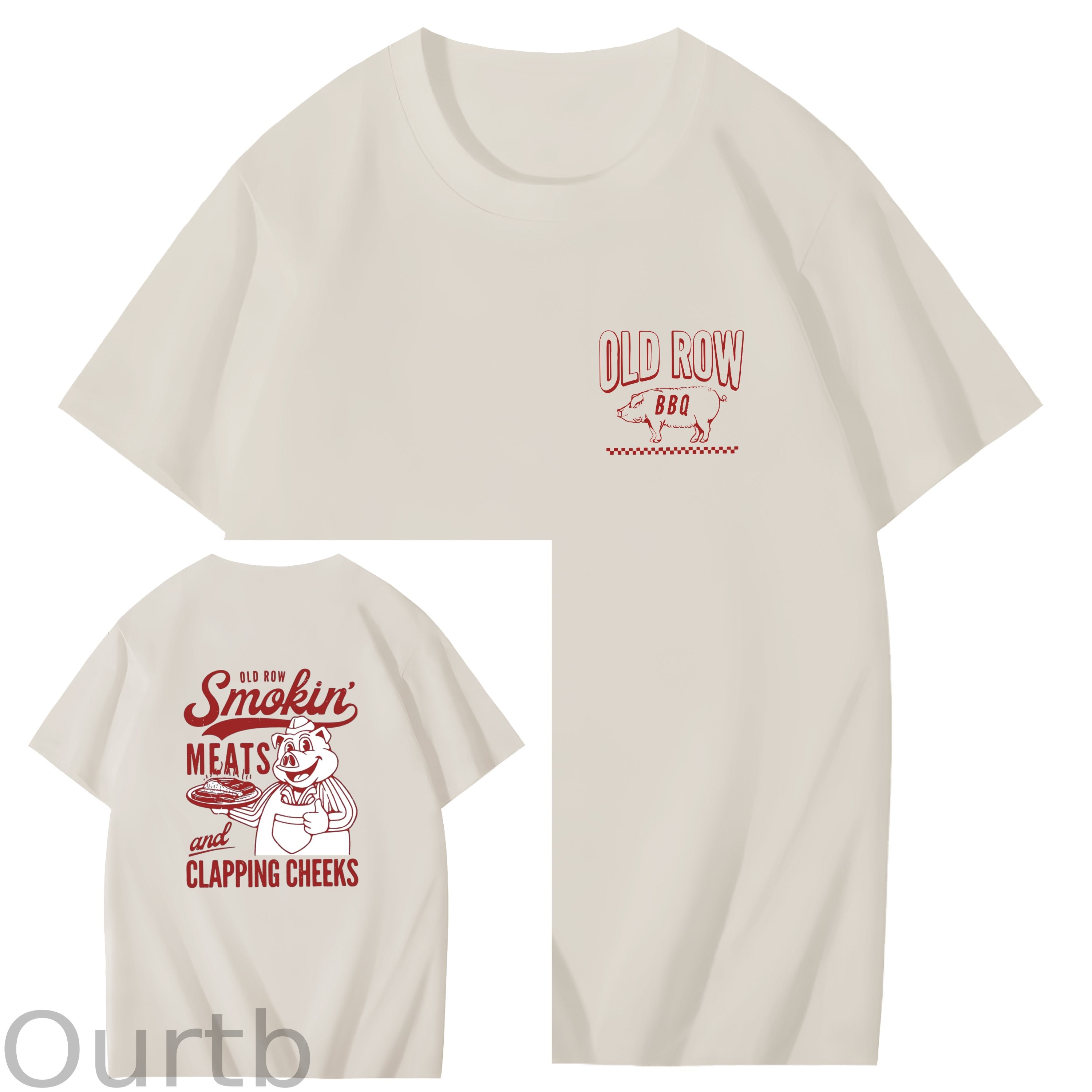 Old Row Smokin Meats And Clapping Cheeks Art Pattern Print T-Shirt