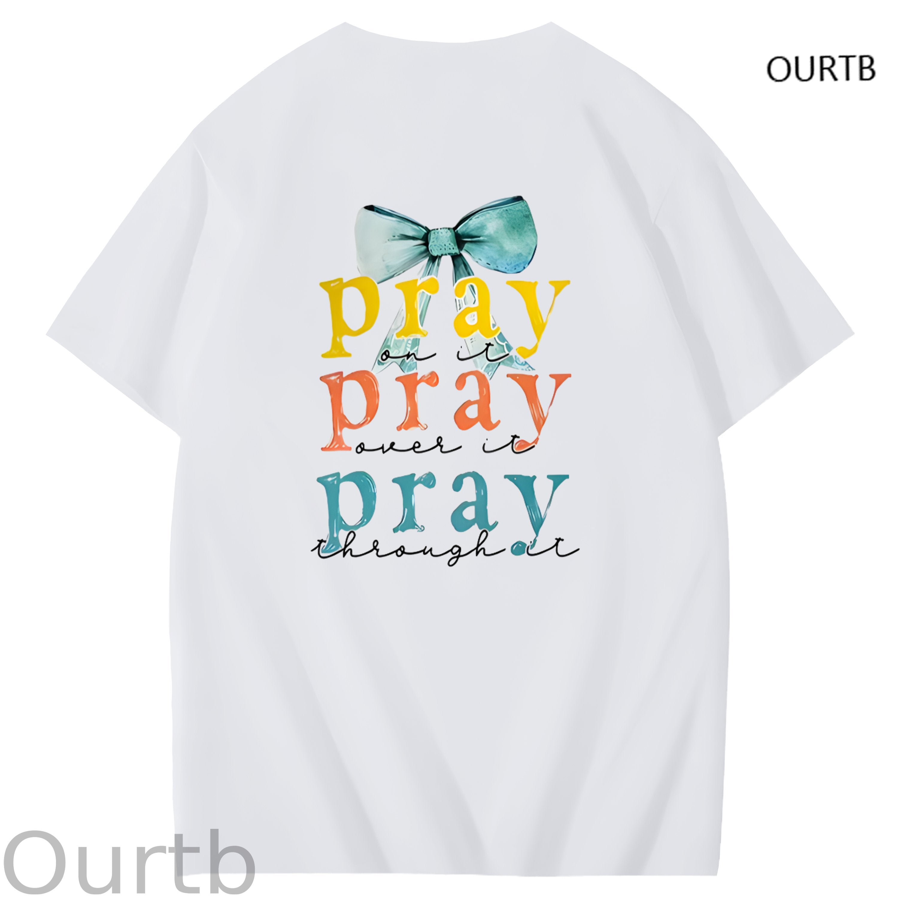 Pray On It Over It Through It Art Pattern Print T-Shirt