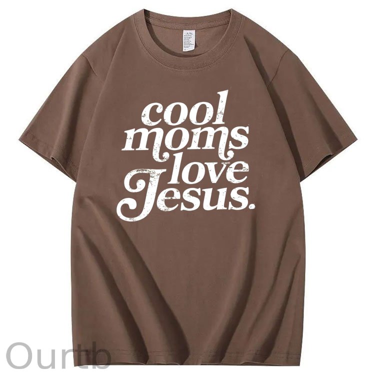 Cool Moms Love Jesus  Pattern 100% Cotton T-Shirt
