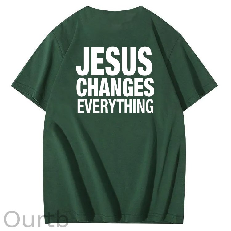 Jesus Changes Everything Pattern Print Crew Neck T-Shirt