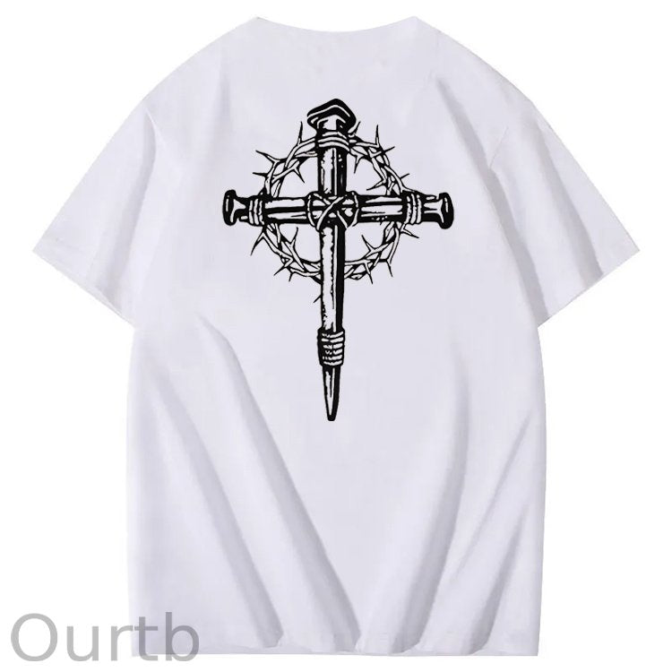 Faith In Heaven Double-Sided Printing Print Crew Neck T-Shirt