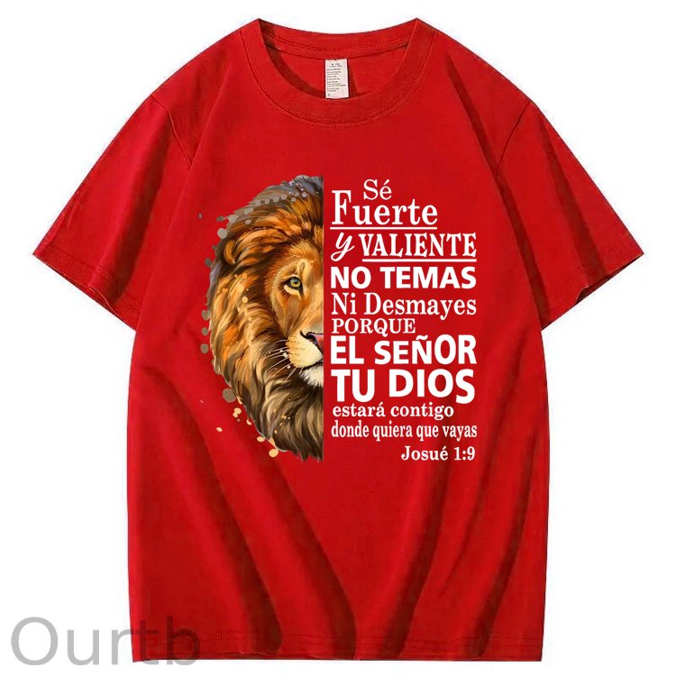 Valiente Josue 1:9 Spanish Christian Bible Verse 100% Cotton T-Shirt