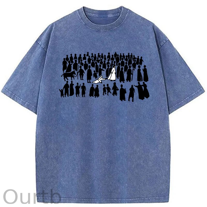 By His Wounds Christian Woman Touching Jesus Washed Cotton T-Shirt