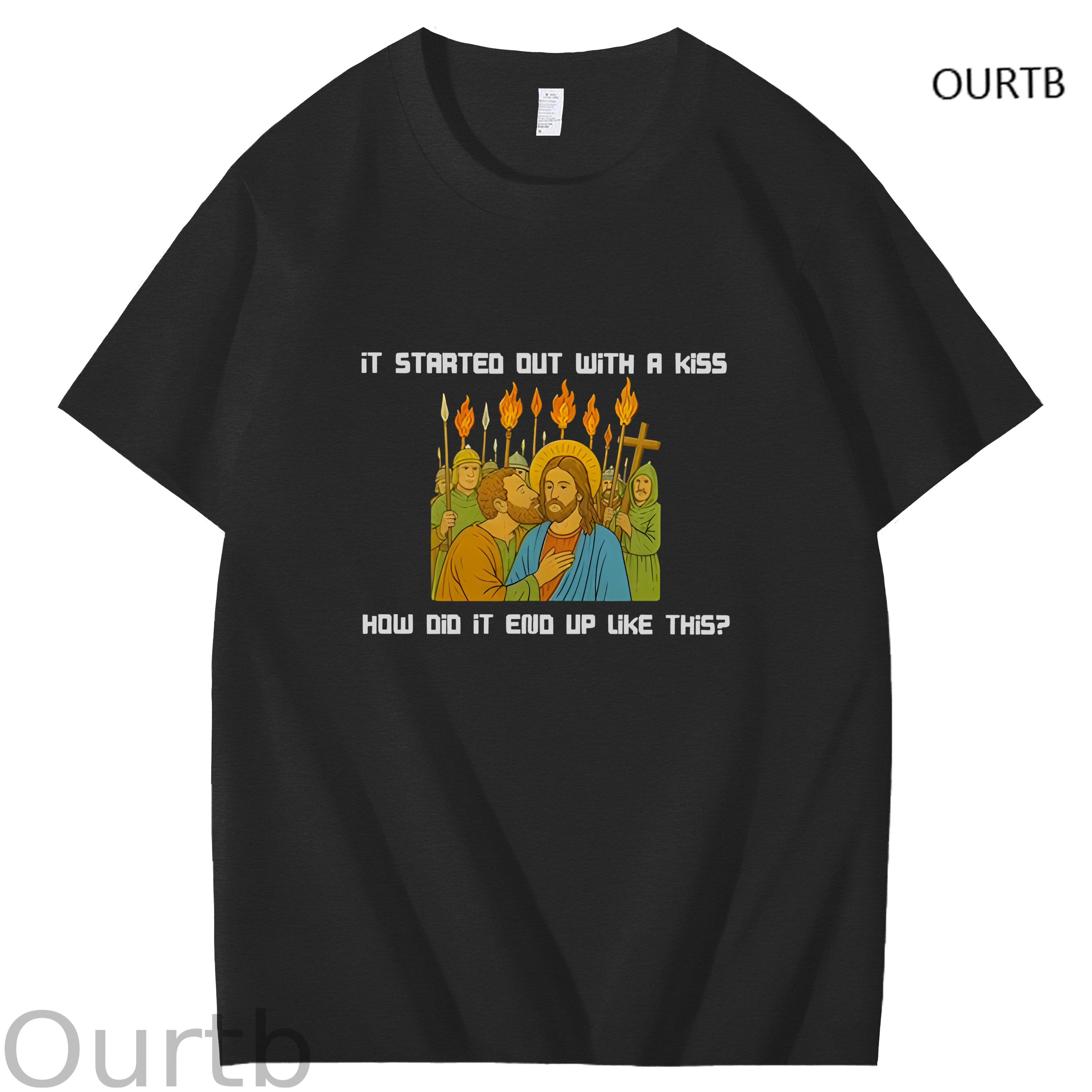 It Started Out With A Kiss How Did It End Up Like This Jessus Art Pattern Print T-Shirt