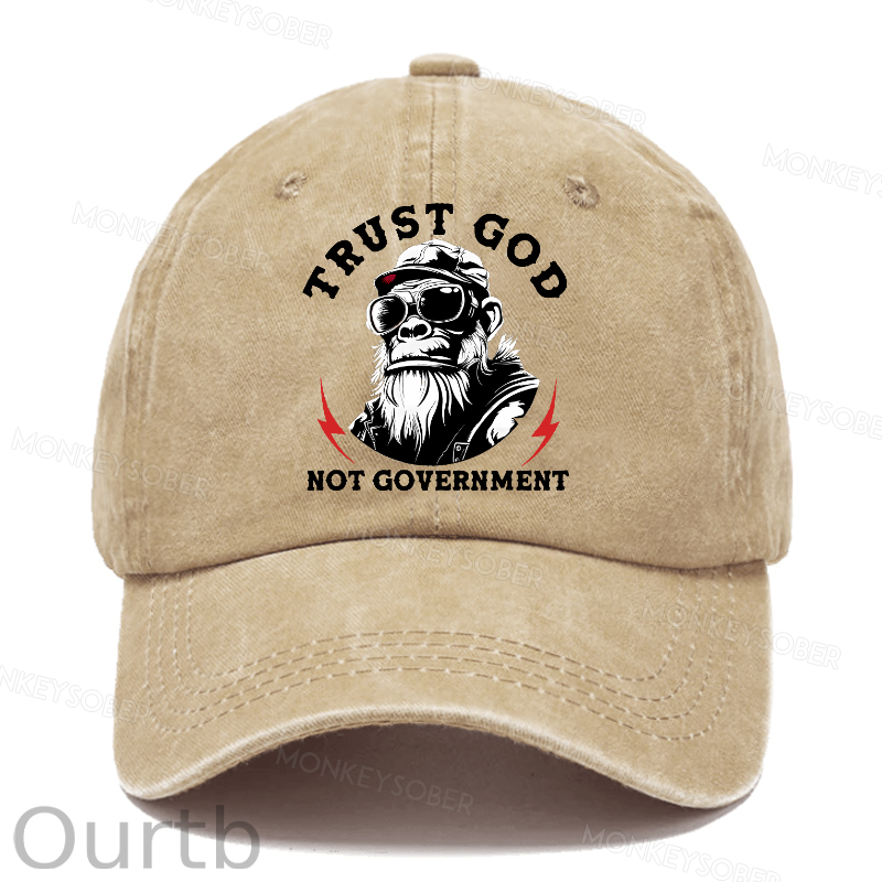 Trust God Not Government Washed Baseball Caps