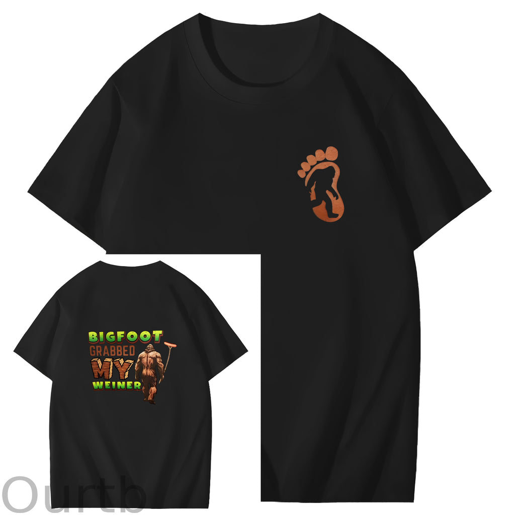 Bigfoot Grabbed My Weiner Art Pattern Print T-Shirt
