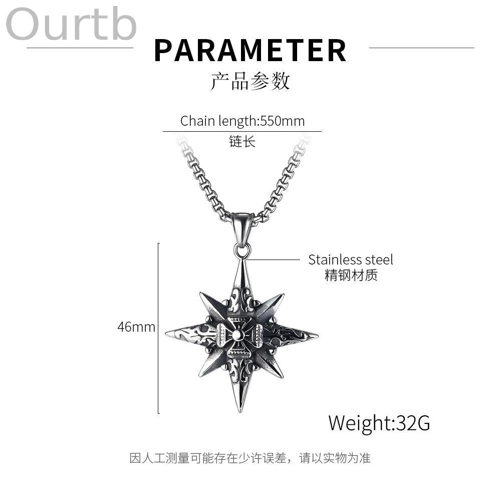 Vintage Casual Octagonal Star Cross Necklace 13169889TO