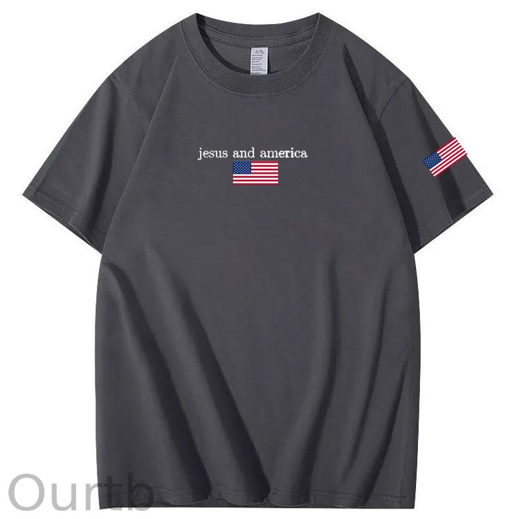 Jesus And America Pattern Print T-Shirt