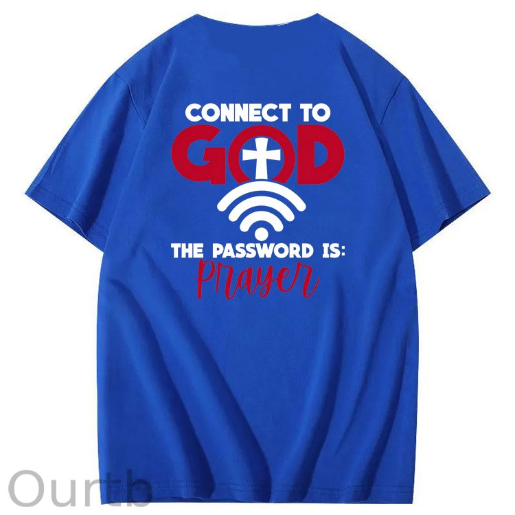 Connect To God The Password is Pattern  Print 100%Cotton T-Shirt