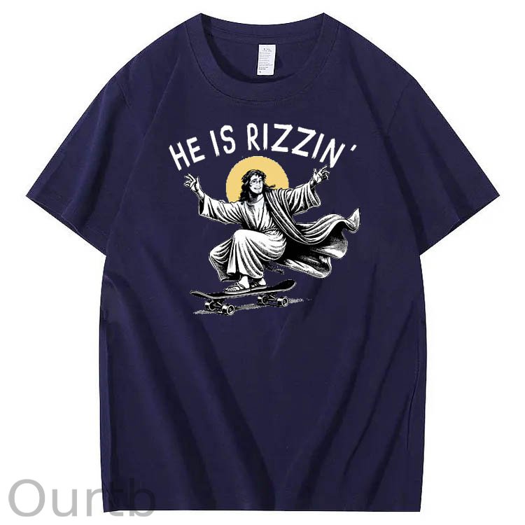 He is Rizzin' Funny Pattern Print Crew Neck T-Shirt