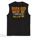 When God Made Me He Grinned And Said This'll Be Fun Pattern Sleeveless Cotton Washed Printed Loose Vest