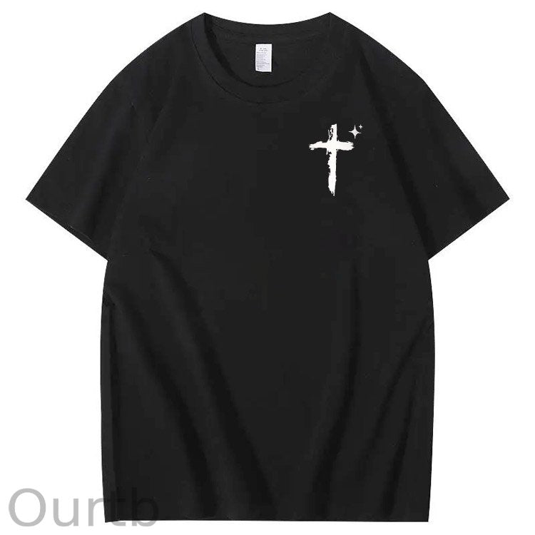 Trust In The  Lord Pattern Print Crew Neck T-Shirt