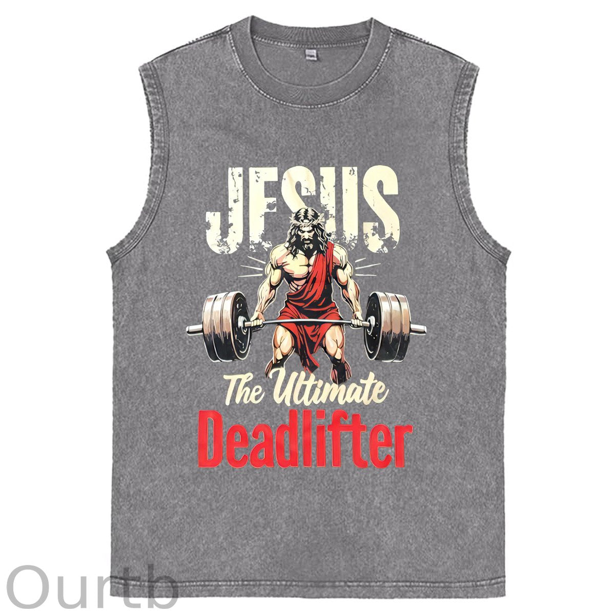 Jesus  Pattern Sleeveless Cotton Washed Printed Loose Vest