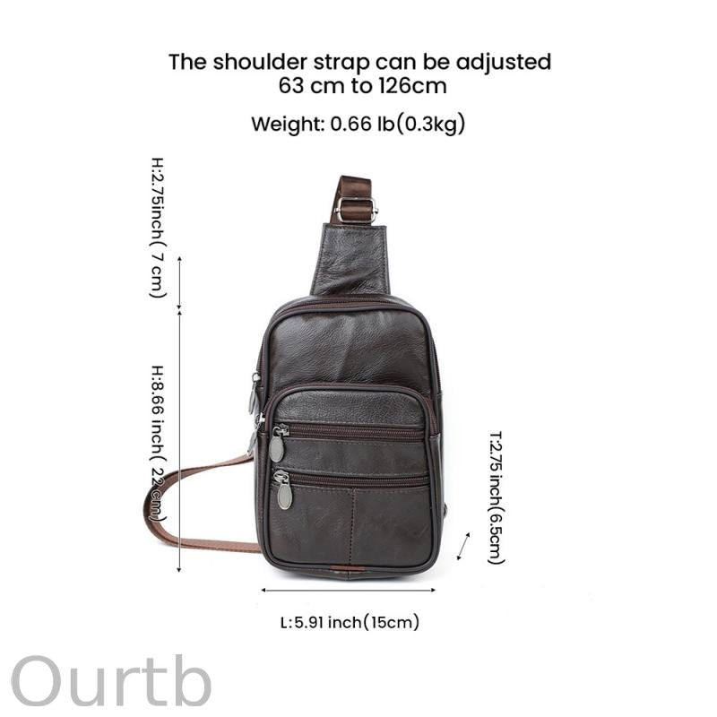 Men's Vintage Casual Leather Zipper Crossbody Messenger Bag 53061428K