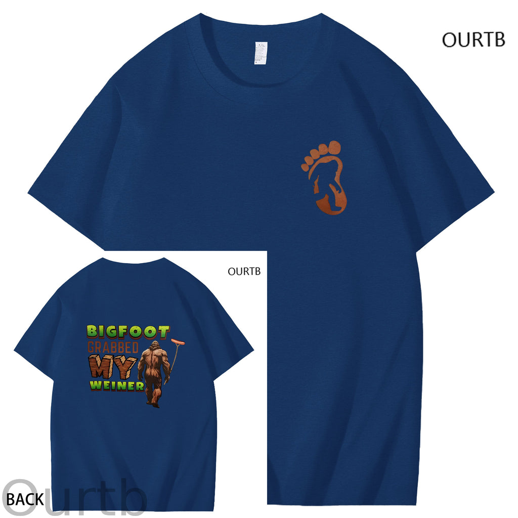 Bigfoot Grabbed My Weiner Art Pattern Print T-Shirt