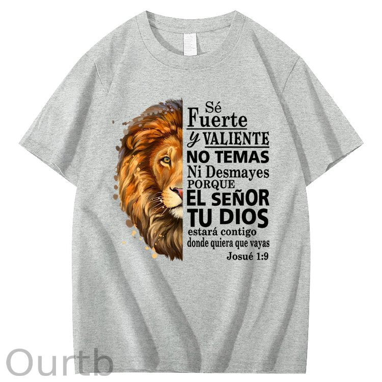 Valiente Josue 1:9 Spanish Christian Bible Verse 100% Cotton T-Shirt