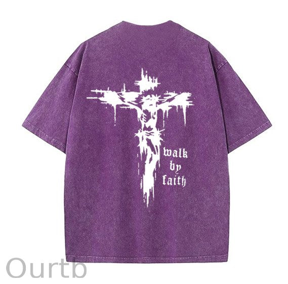 Jesus Pint Pattern Crew Neck T-Shirt